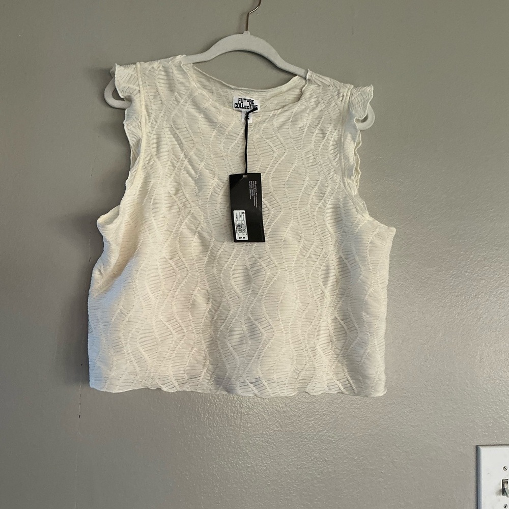 NWT FUTURE COLLECTIVE Women’s Sleeveless Blouse.  Cream